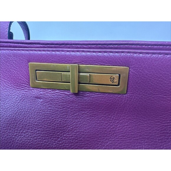 ELLIOTT LUCCA Purple Plum Lazer Pattern Cut Leather Carryall Tote Large - Picture 3 of 13